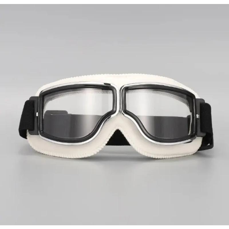 Motorradbrille Winddichte Motorradhelmbrille Sonnenbrille Retro Universal Klappbar Leder Retro Motorrad Zubehör