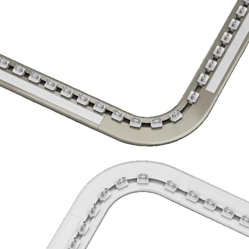 Inward Opening Bay Window Curtain Track - No-Drill, Shaped, Sliding with Hooks