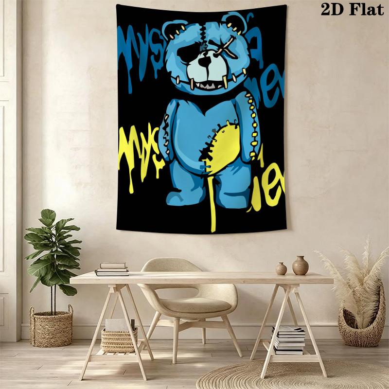 Patchwork Cartoon Bear Pattern Home Decor Tapestry, Wall Hanging, Decorative RV Wall Cloth.ZGT0914136