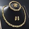 2026 New Jewelry Set Geometric Twist Rhinestone Copper Necklace Earrings Bracelet Ring Wedding Set