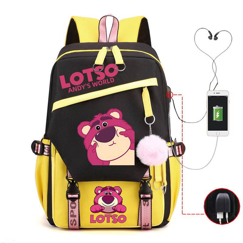Cute Xiaoqing Strawberry Bear Peripheral High-Value Backpack Lightweight Student School Bag