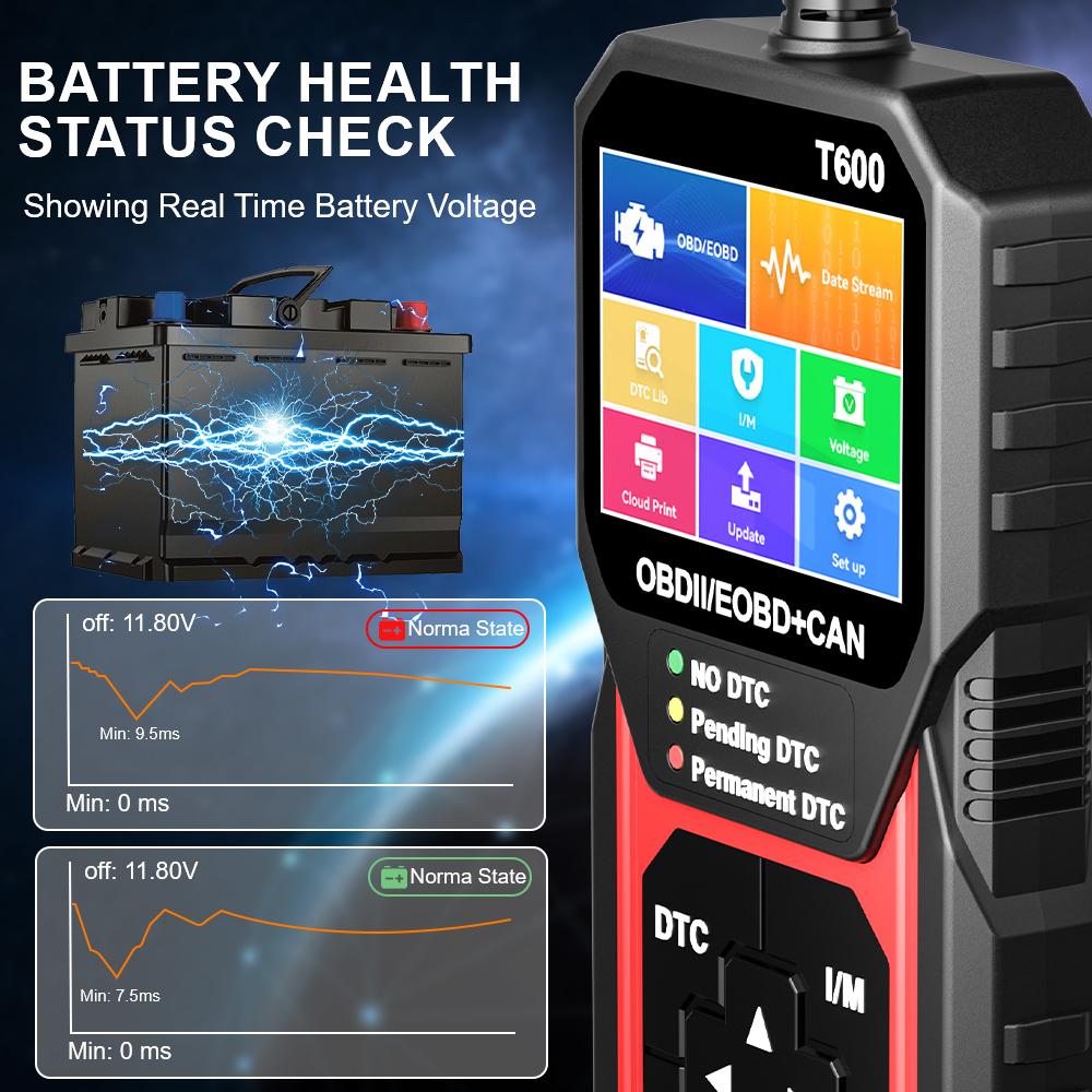 Car Diagnostic Tool T600 OBD2 Scanner Oxygen Sensor Test Automotive DTC Lookup Code Reader Professional Support Cloud Print