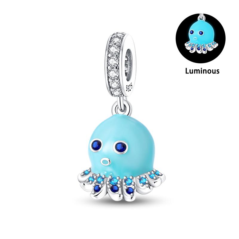 Summer 925  Silver Sailing Ship Lighthouse Luminous Ocean Series Charms Beads Fit Pan 925 Original Bracelets DIY Jewelry