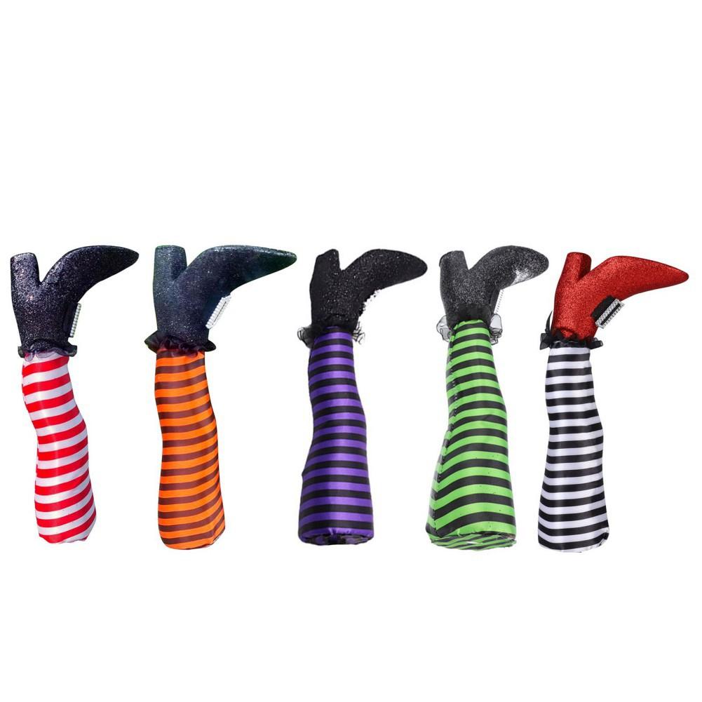 1 Pair Halloween Evil Witch Legs Decoration Upside Down Wicked Wizard Feet With Boot Stake Yard Lawn Garden Decoration