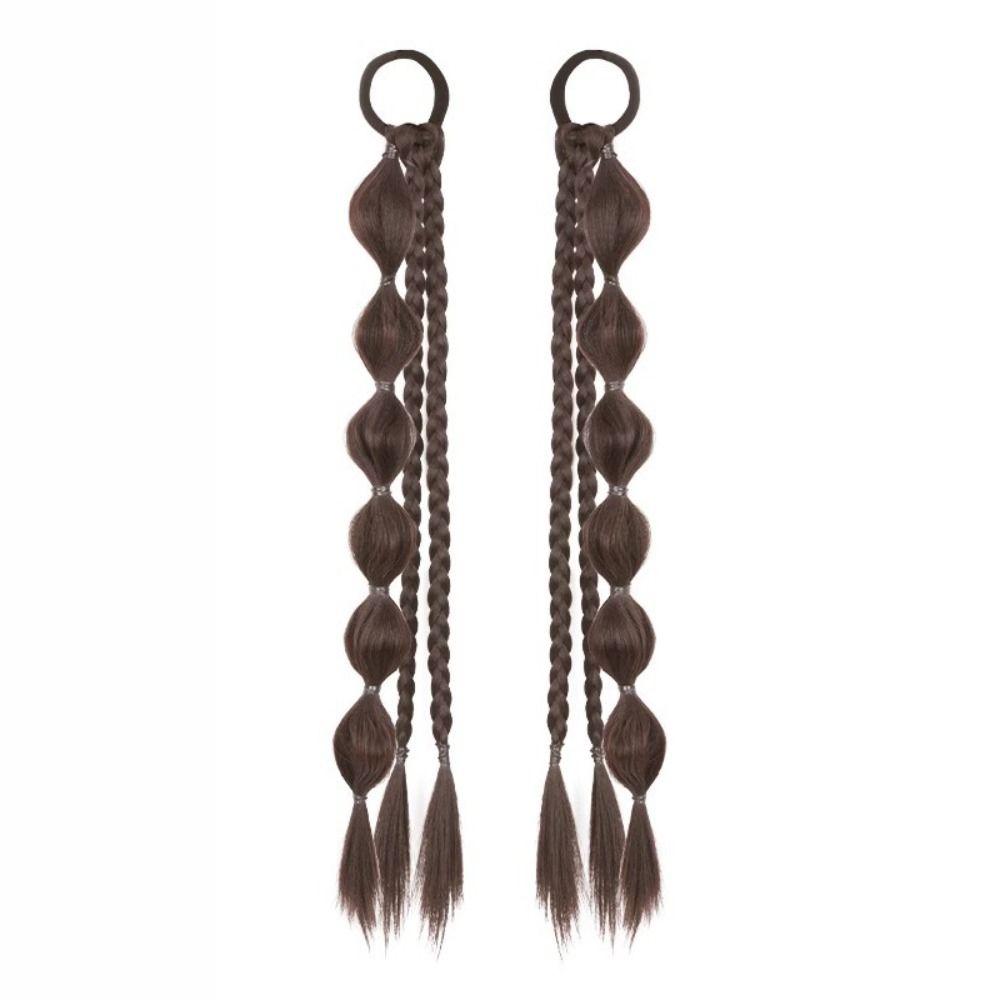 2pcs Double Ponytail Sweet Twisted Pigtails Hairpiece Lantern Braided Ponytails  Daily