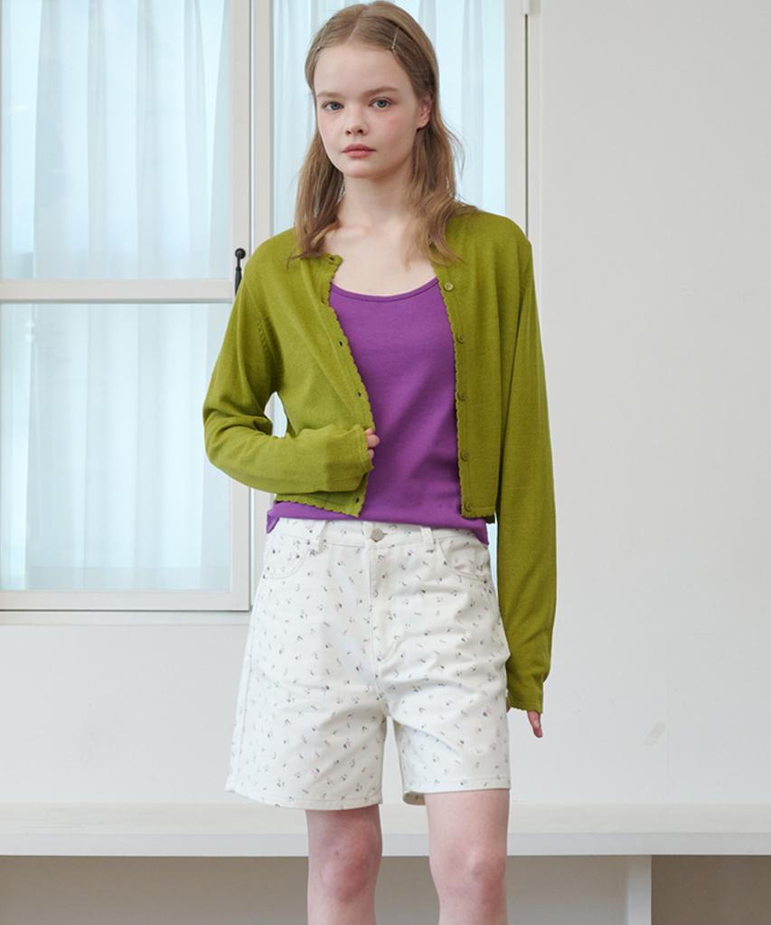 OPENING SUNSHINE Vintage Flower Denim Shorts Ivory