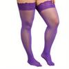 Women Thigh High Lace Floral Sheer Ultra Thin Stockings Cosplay Lolita Large Plus Size Gothic Girls JK Lace Over Knee High Socks for Curvy Woman 3XXXL