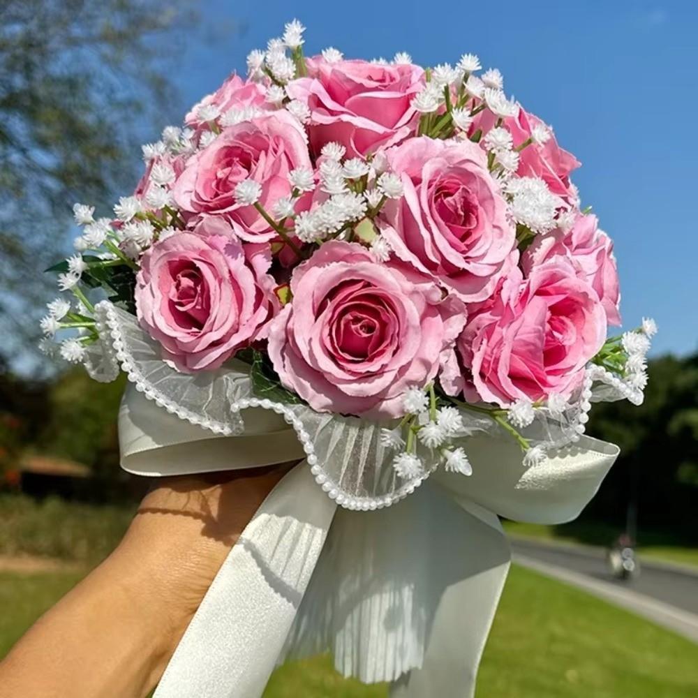 Exquisite Bridal Bouquet Baby's Breath White Rose Bouquet Bride Accessories