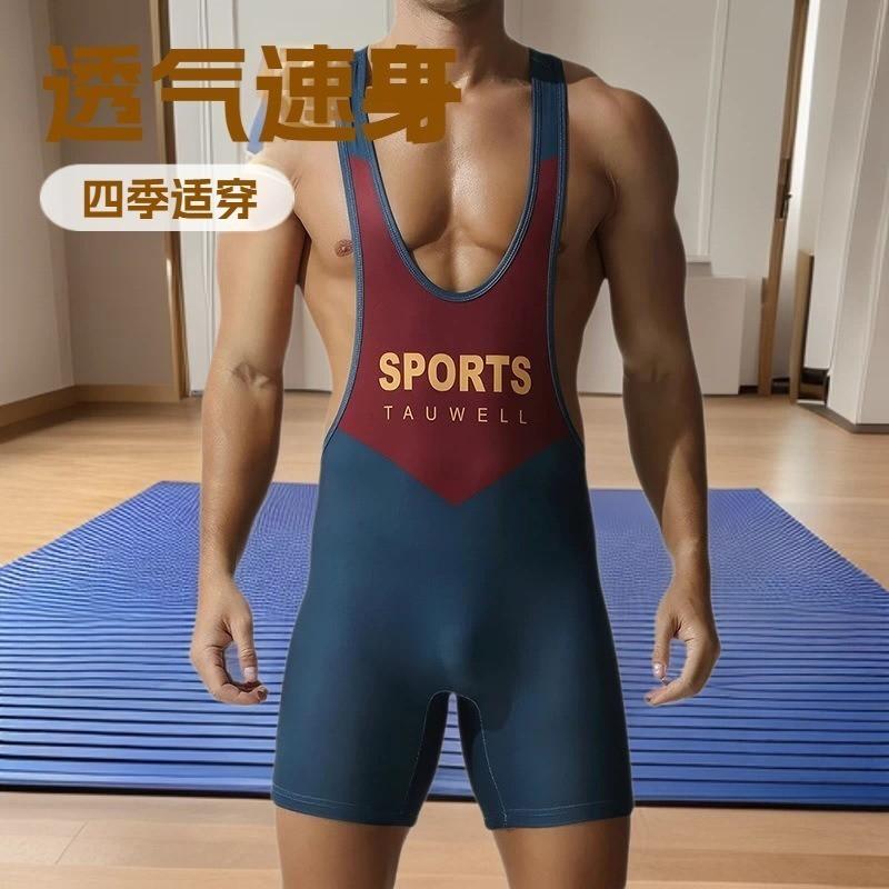 Mens Sleeveless Bodysuit Gym Weightlifting Wrestling Squat Training Quick Dry Breathable