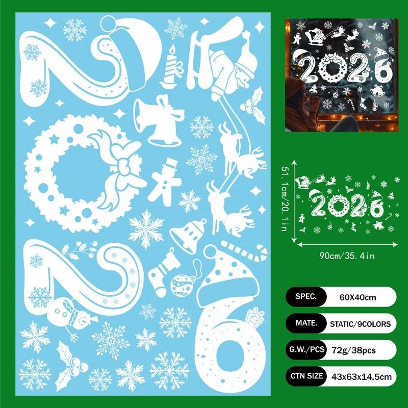 Christmas Window Stickers Christmas Wall Sticker Kids Room Wall Decals Merry Christmas Decorations For 2026 New Year Stickers
