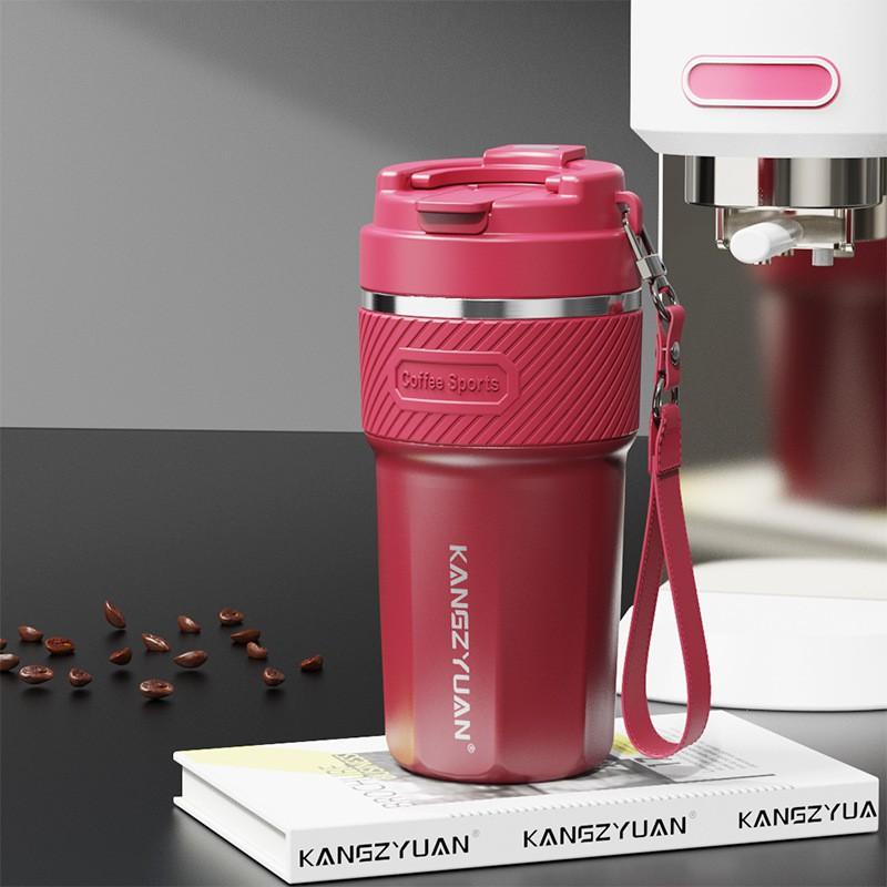 Stainless Steel Vacuum Insulated Ceramic Lined Travel Mug With Straw Men Women Office Car Use 500ml
