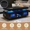 100x50x43cm Schwarzer Hochglanz-Couchtisch, mit steuerbaren LED-Leuchten, Mobile App, Wohnzimmertisch mit Schrank, Sofatisch mit Ladeanschluss und