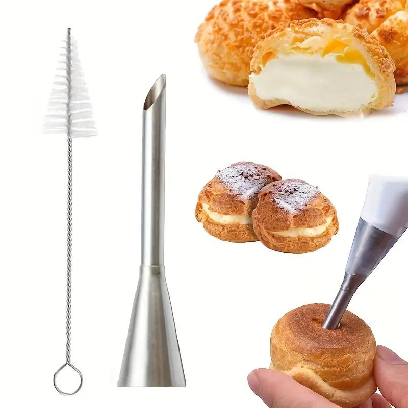 

4Pcs Puff Pastry Piping Nozzle Set, Stainless Steel Decorating Tips for Cake Cupcake Cookie Cream Icing, Baking Tools for Baker