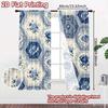 2pcs   2D FLAT PRINTING Curtains (Without Rod) Blue Hexa Pattern Modern Fashionable Curtainments Machine Washable Fabric Curtains