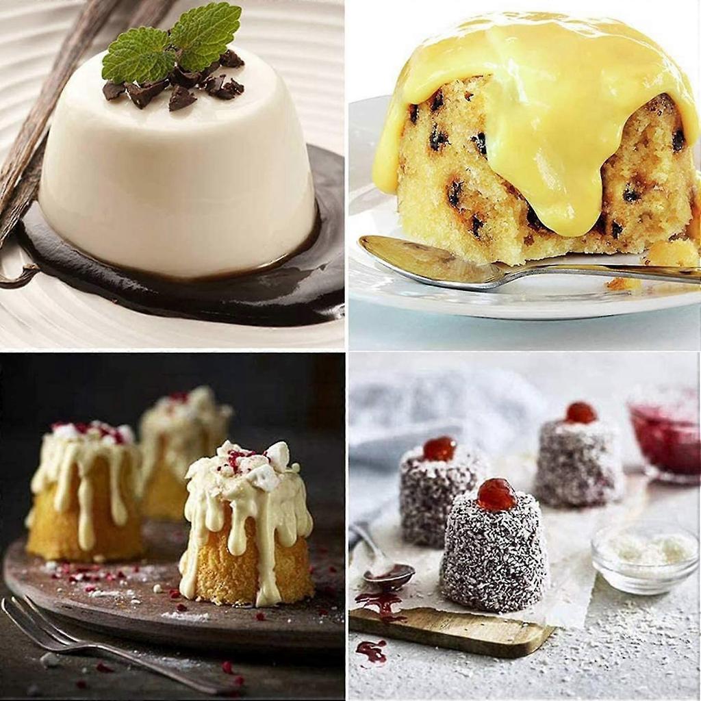 6 Pcs Aluminium Dariol Mould Baking Cup Dariole Pudding Dessert Creme Moulds Round Nonstick Egg Tar less