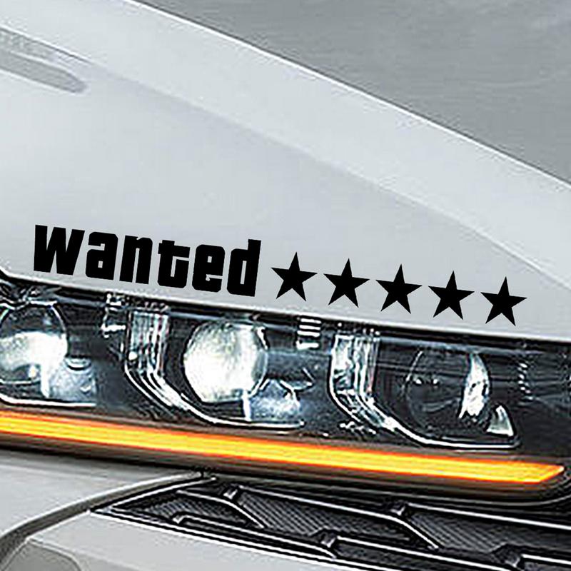 Wanted Car Sticker Water Resistant Auto Decors Decal Five Stars Car Sticker Auto Body Decoration Sticker For Truck Rear Window