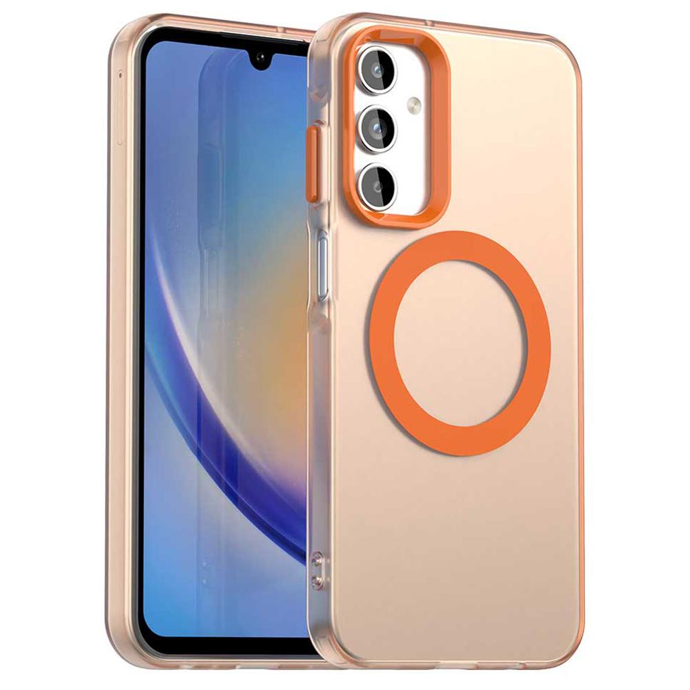

For Samsung Galaxy A15 4G/5G Case Compatible with MagSafe PC+TPU+PET Anti-Drop Phone Cover Orange