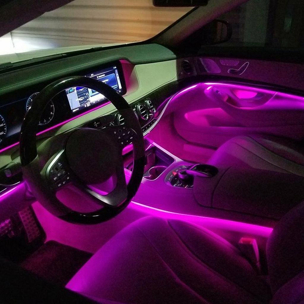 Interior Decorative Ambient Lamp LED Light for Door Instrument Panel Music Sounde ControlCigarette Lighter Plug W/6 Light