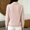 Women's Color Knit Button Sweater with Cable Knit Collar for Casual Wear