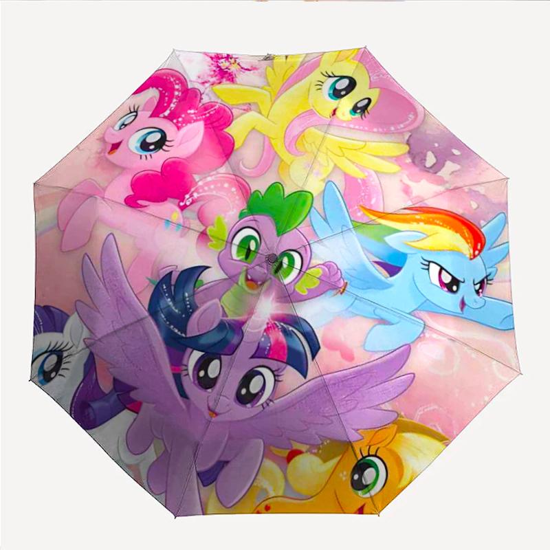 Little Pony Fashionable Automatic Opening/Closing Folding Umbrella. Portable and Foldable, Ideal for Gift, Travel, and Daily Use.