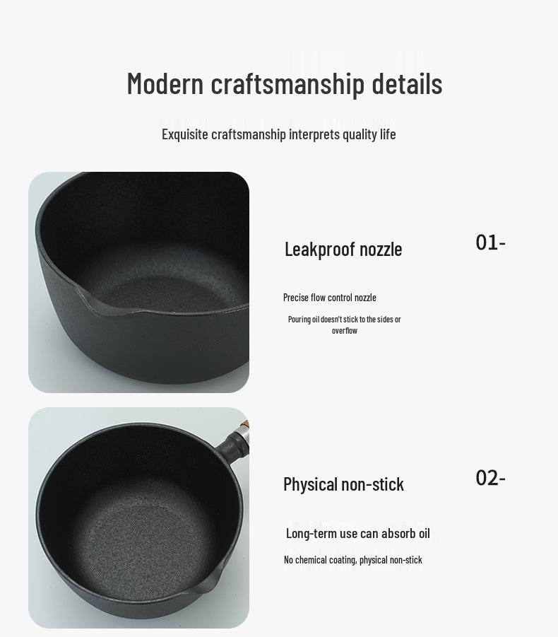 Gusseisen Antihaft Milch- & Babytopf - Ideal zum Erhitzen von Milch, Kochen von Nudeln, Schmoren von Suppe, Frittieren & mehr. Japanisches Design.