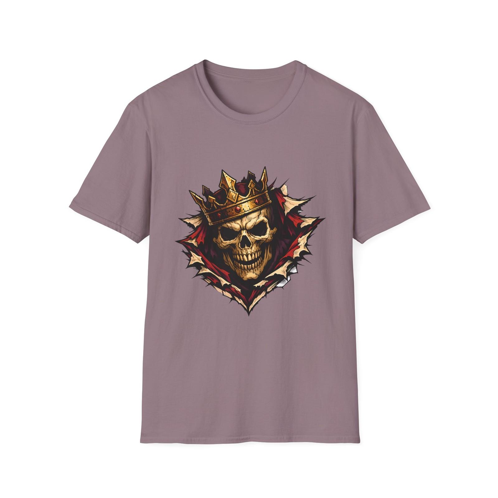 Crowned Skull Chest Tear Gothic Horror Fantasy Royalty Unisex Softstyle T-Shirt S