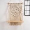 Decazone Macrame Indoor Wall Hanging Shelf Chic Decor Wood Floating Boho Shelves with Wooden Dowel Hand Woven Bohemian Decor