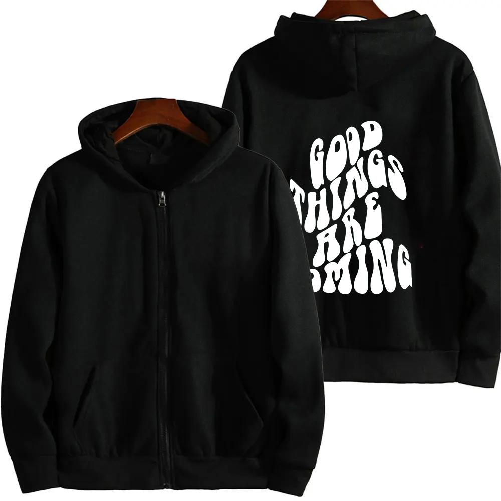 

Good Thing Are Coming Printed Women s Zipper Hoodie Sweatshirt Casual Fashion Zip Up Hoodies Clothing Loose Fleece Hoody 3XL