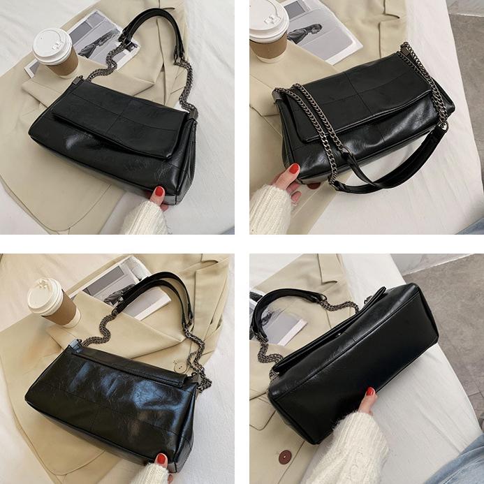 New Leather Women's Bag Korean Version Crossbody Bag Chain Bag Versatile Large Capacity Single Shoulder Bag for Women