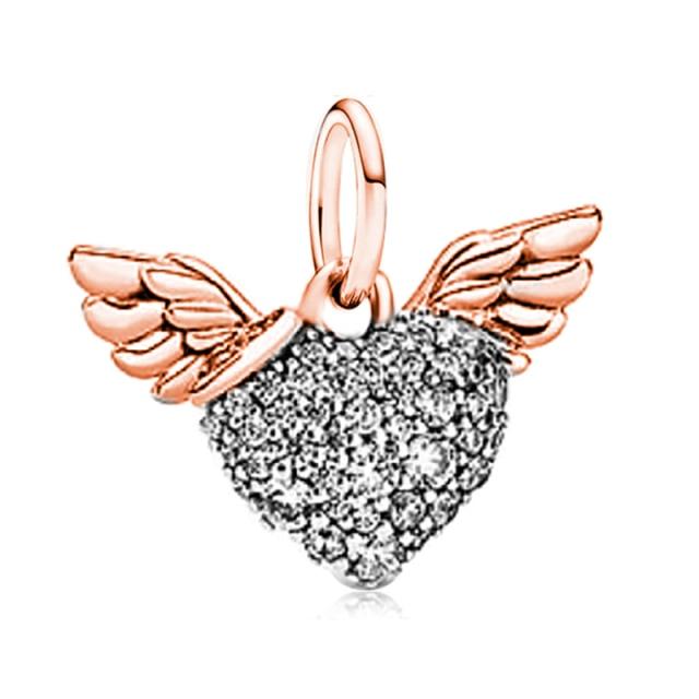 Подвеска из розового золота с цветком в виде листа и короны в виде сердца — фото 14