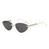 Occhiali da Sole Trendy Senza Montatura Cat Eye in Metallo Donna Montatura Piccola Marca di Lusso Occhiali da Sole con Borchie Tonalità Femminile Elegante Unico Occhiali