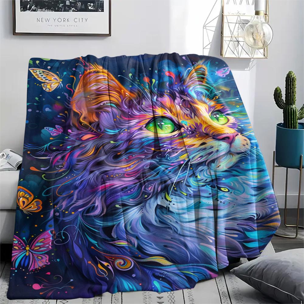 1 Peça Manta de Flanela com Estampa de Desenho Animado, Alta Qualidade Confortável para Todas as Estações, Decoração de Casa, Calor e Conforto, Perfeita para Presente de Natal Aniversário