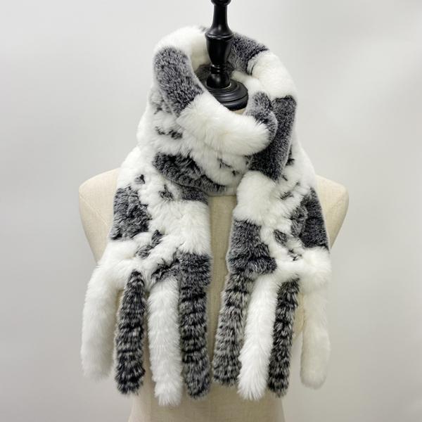 Natural Rabbit Fur Scarf Women Winter Warm Shawls Fashon Plaid Knitted Real Fur Scarves Bufanda Luxury Designer Scarf