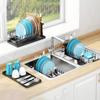 Extendable Bottom Tray Dish Drainboard Space-Saving Kitchen Tableware Organizer  Spoon