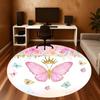 1pc Butterfly Crown Round Chair mat Area Rug - Non-Slip, Floor Mat for Office, Bedroom, and Indoor Decor -1002266