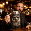 Caneca com Textura de Pedra e Presas Resina Aço Inoxidável Xícara de Café com Design Gótico Utensílio de Bebida Inovador para Água Cerveja Chá Presente Único para Fantasia Arte Sombria