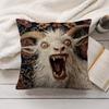 Spooky Goat Face 2D Cool Cushion Cover Silky Short Plush Invisible Zipper Dustproof Sofa Pillow Case For Home Decor