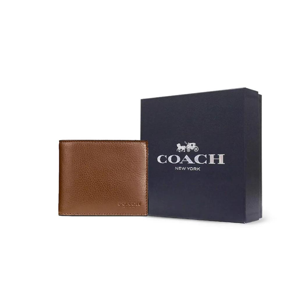Coach 3 IN 1 Wallet Litchi Grain Cow Leather 3 In 1 Wallet Men's Dark Brown (Unisex) Wallets 74991 CWH