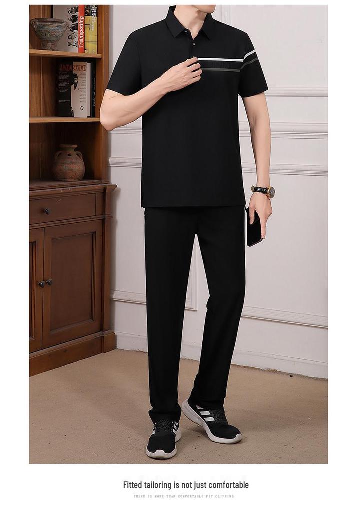 Dad's Summer Ice Silk Quick-Dry Sportswear Set - Men's Short Sleeve Father's Day Outfit