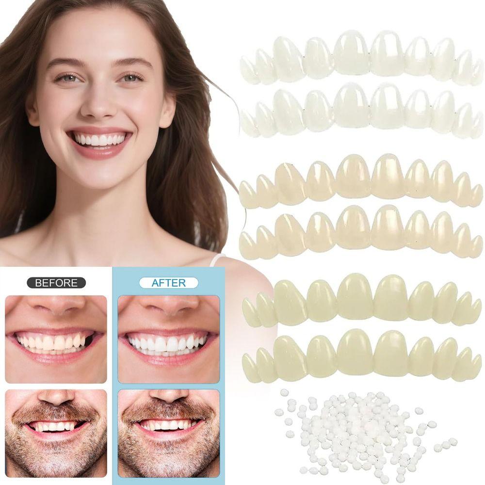 6Pcs with Moldable Thermal Beads DIY Tooth Repair Kit Upper Veneer Cosmetic Tooth  Oral Health