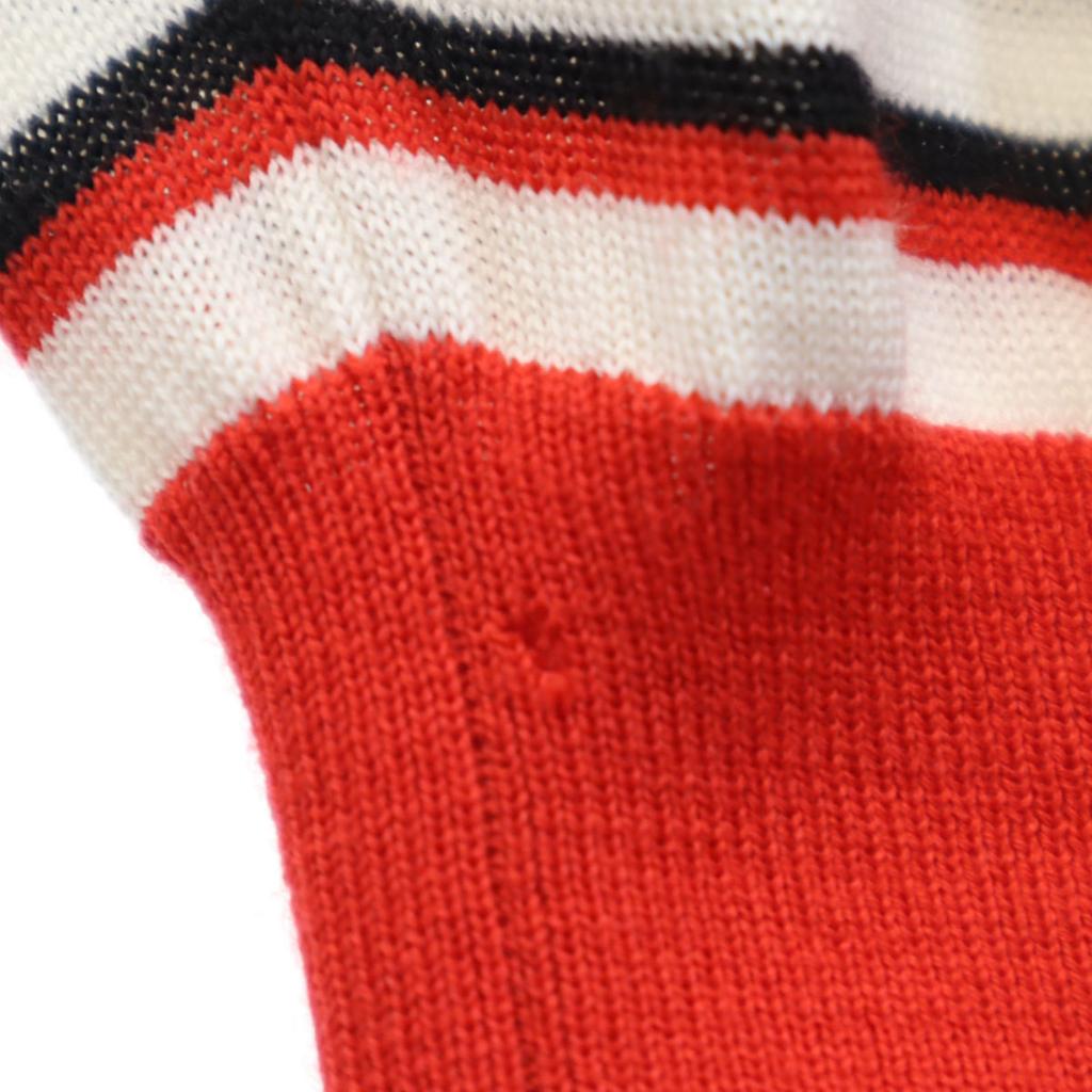 GUCCI made in Italy Border Pattern Long sleeve V neck cardigan L Red Men's Used