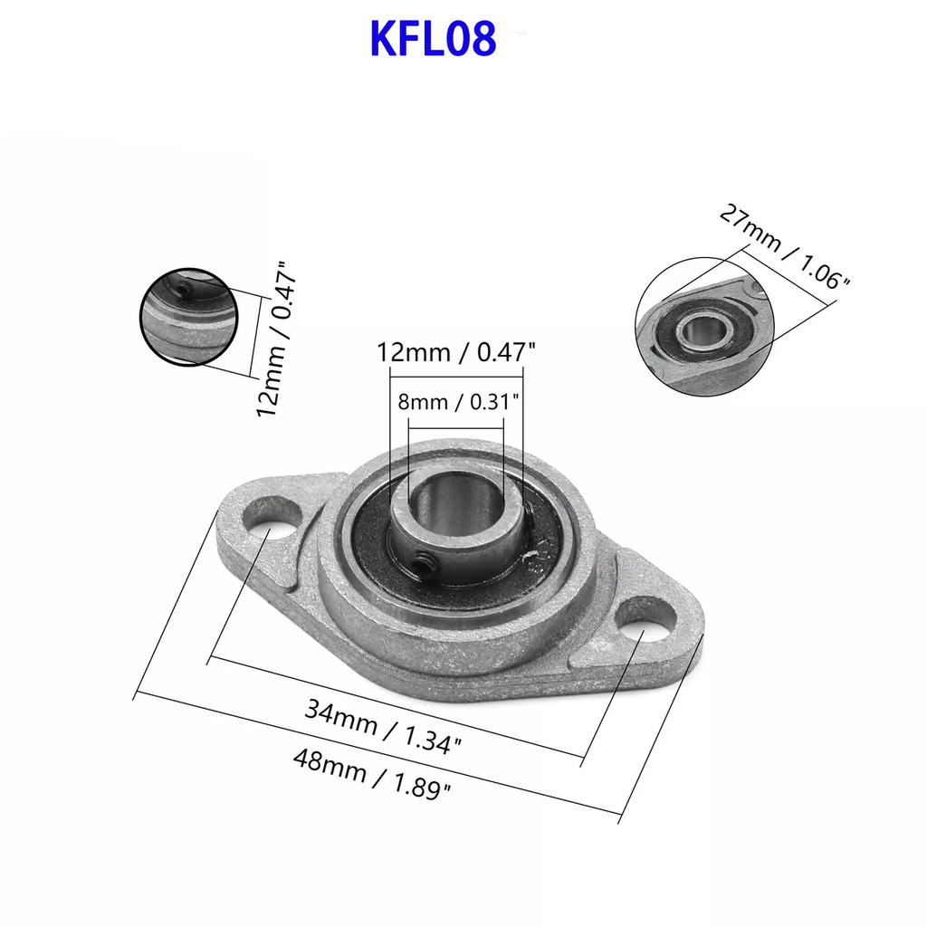 4/10PCS Kfl08 KFL000 KFL001 KFL004 KFL005 KFL08 8mm-25mm Pillow Block Rhombic Bearing Zinc Alloy Insert Linear Bearing Shaft