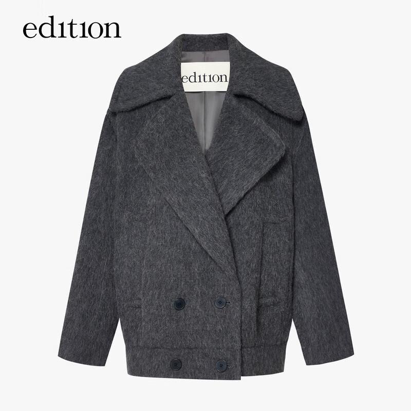 Edition Women's Alpaca Wool Blend Loose Fit Lapel Coat