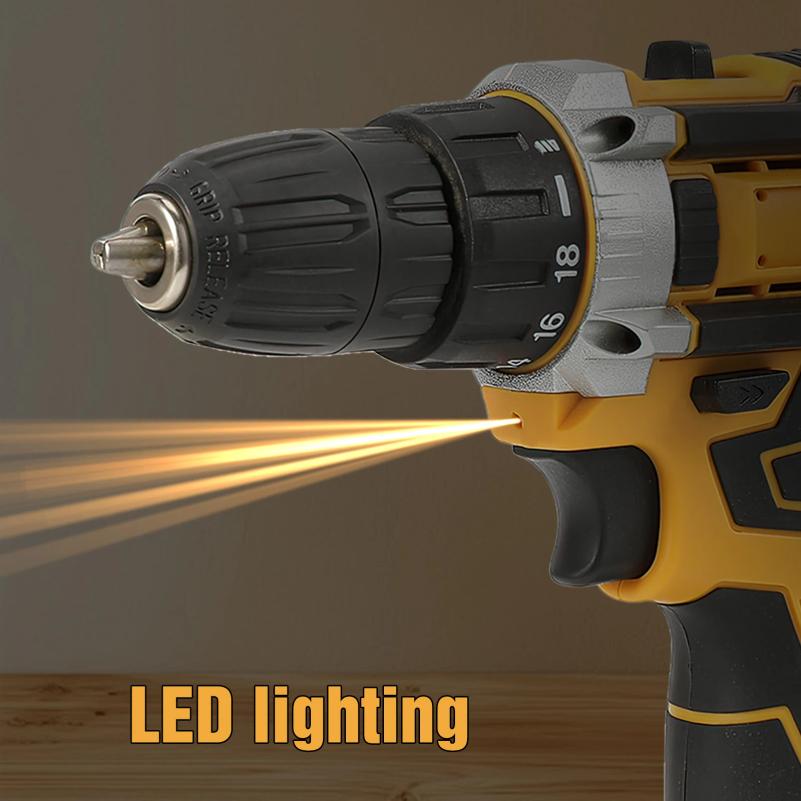 Cordless Lithium Electric Drill Electric Screwdriver Portable Multifunctional Hand Electric Drill Power Tool Set with 2 Battery