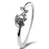Huitan Silver Color Women Vintage Rings Rose Flower Shaped Party Daily Versatile Finger Accessories Fresh Style Low-key Jewelry