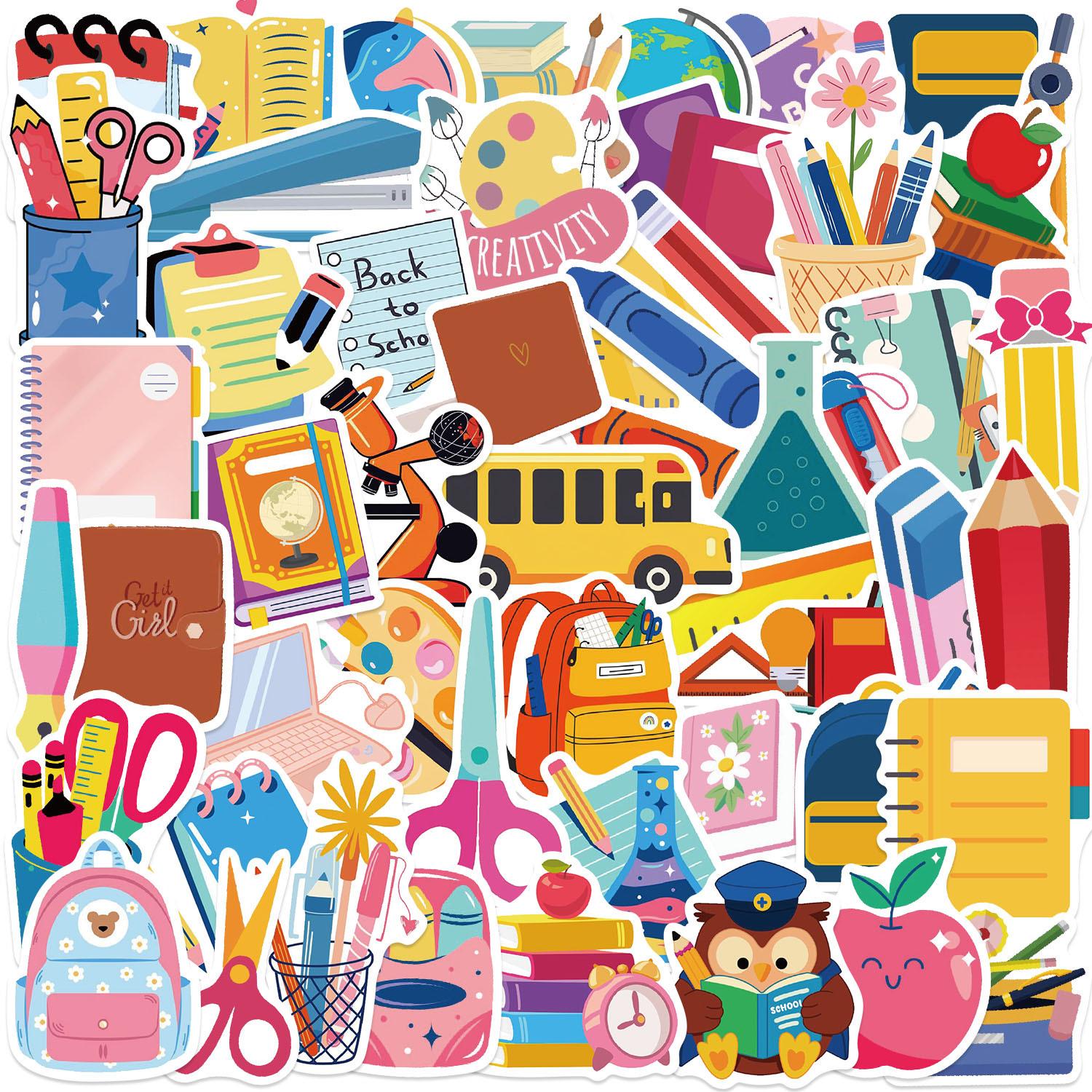 

50 Cartoons Back To School Season Doodle Stickers Decorate Guitar Notebook Suitcase DIY Waterproof