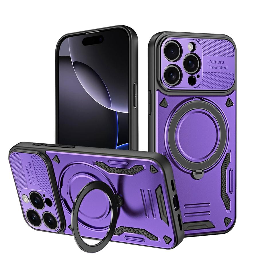 Solid Armor Shockproof Magnetic Case For Apple iPhone 11 12 13 14 15 16 17 Pro Max Plus Air Car Holder Ring Stent Phone Cover