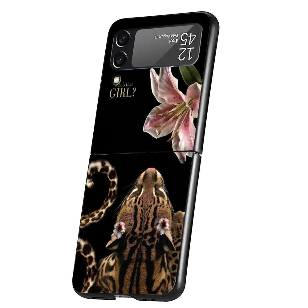 

Pink Leopard Print Cover Phone Case For Samsung Galaxy Z Flip 7 6 5 4 3 5G Flip7 Flip6 Flip5 Flip4 Flip3 Black Fundas Shell Samsung Z Flip 6