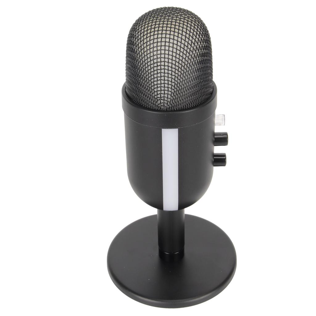 Microphone USB à réduction de bruit Lumière RVB Microphone à condensateur d'ordinateur avec traitement de réverbération pour OS X pour