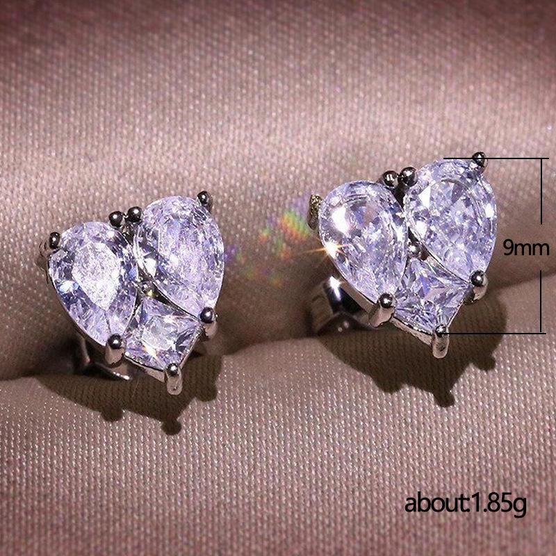 Xiaomi Huitan New Trendy Heart Stud Earrings for Bridal Wedding Engagement Silver Color Aesthetic Earrings High Quality Women's Jewelry